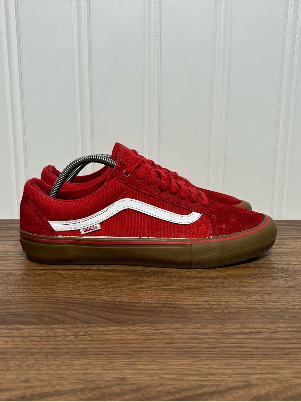 Vans old skool pro red suede white gum sole low lace pink funfetti insole men 11
